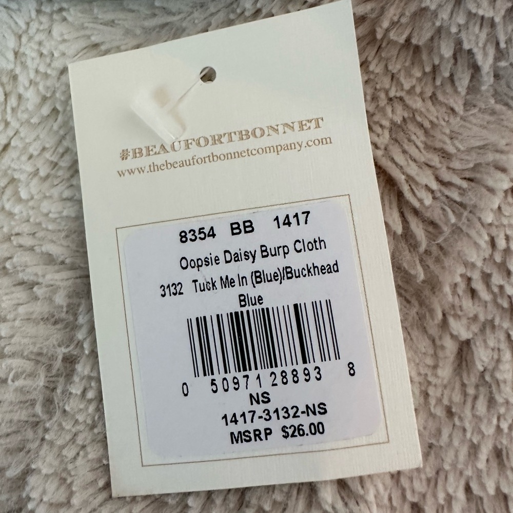 The Beaufort Bonnet Company Oopsie Daisy Burp Cloth Tuck Me In Blue NWT - Picture 5 of 5